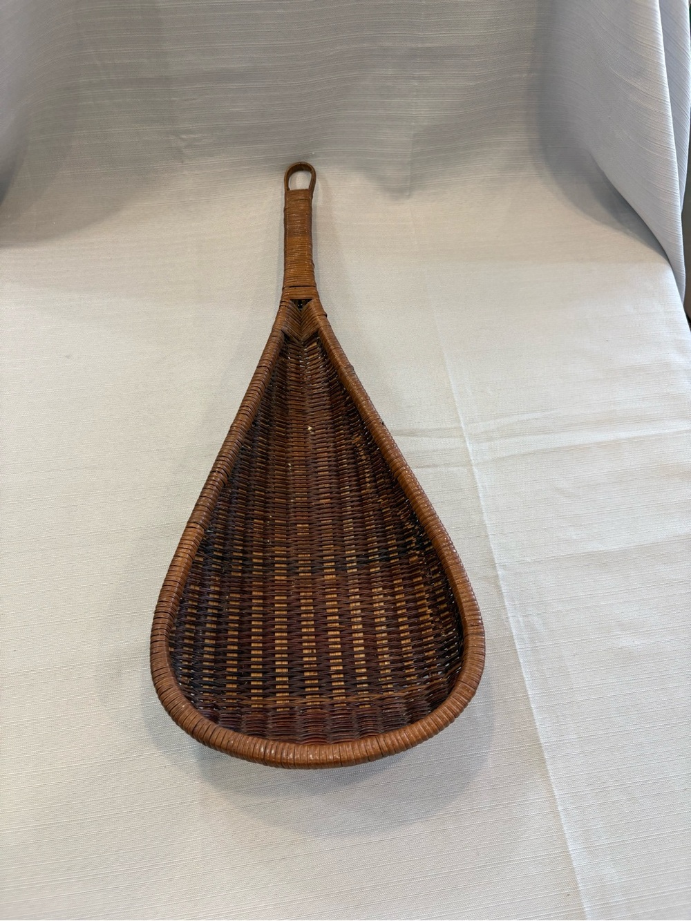 Handwoven Brown Rattan Wall Basket Paddle - Home Accent